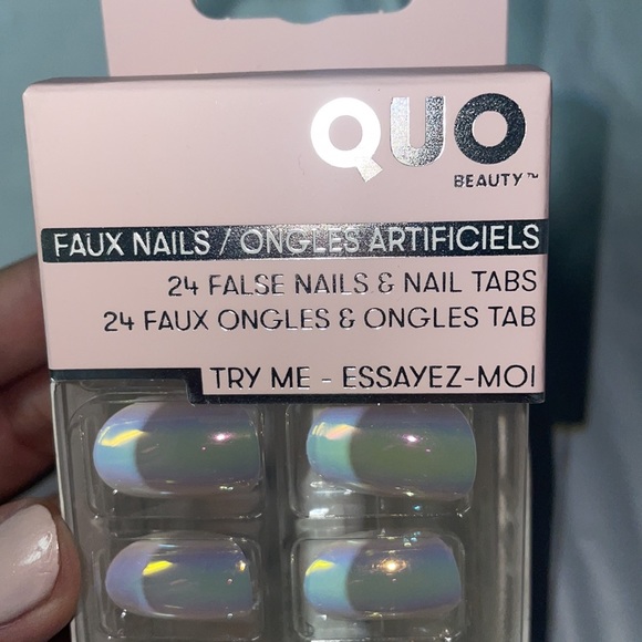 QUO Beauty Faux Nails 24 False Nails & Nail Tabs with Pink Glue Included NWT $15 - Picture 5 of 9